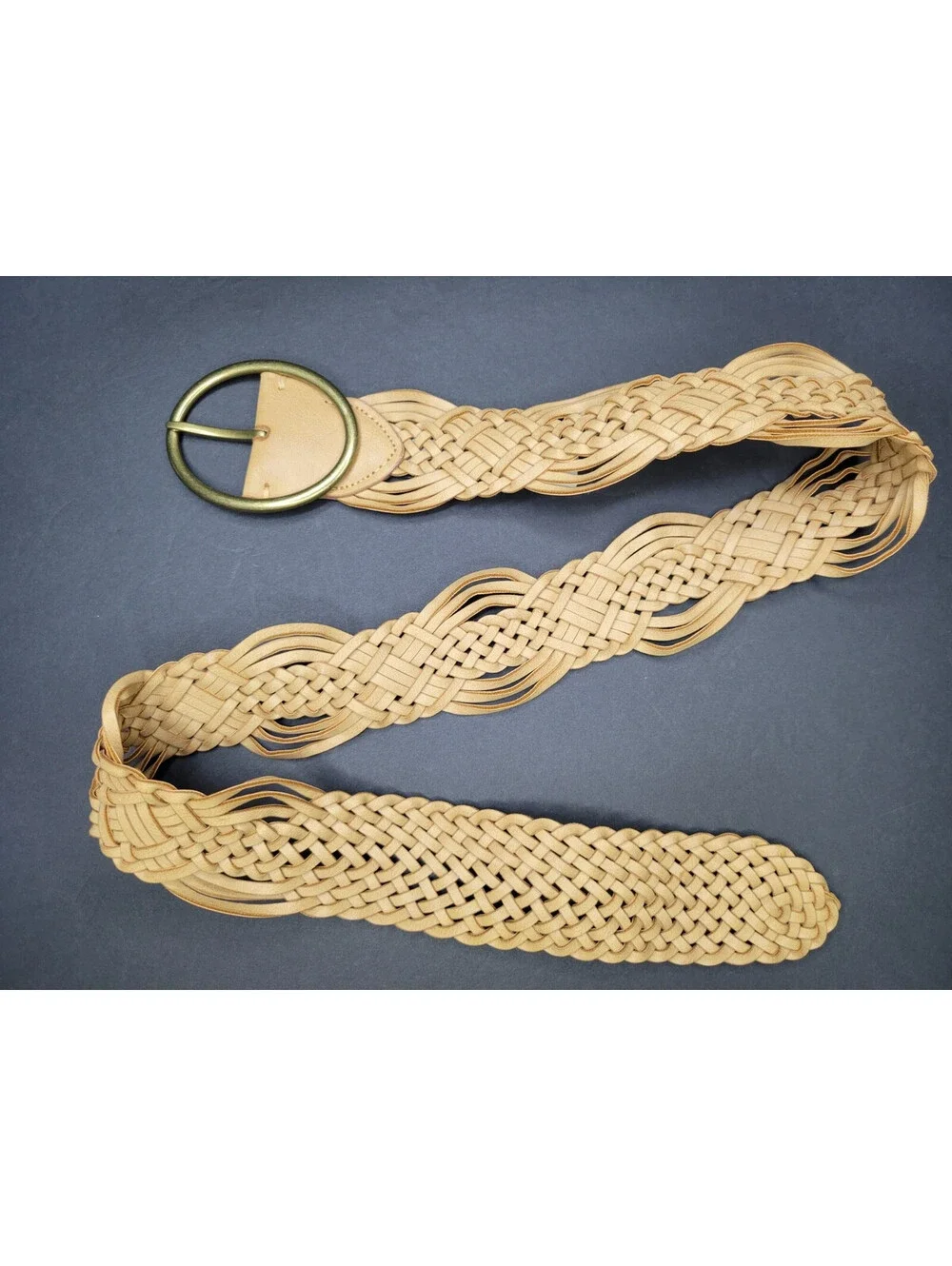 2x INC International Concepts Womens Woven Braided Belt Cognac Sz Medium